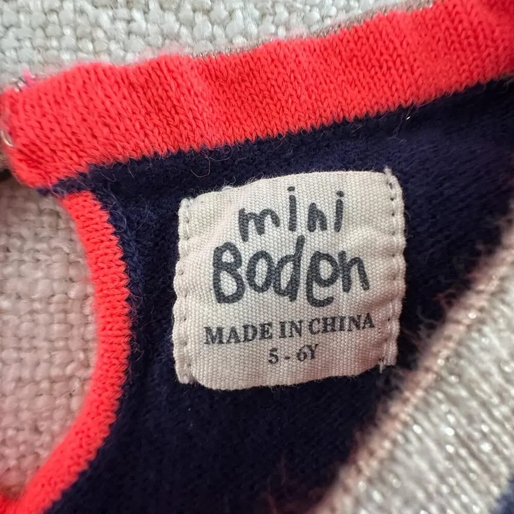Mini Boden Navy Bow Tie Sweater Dress VGUC 5/6